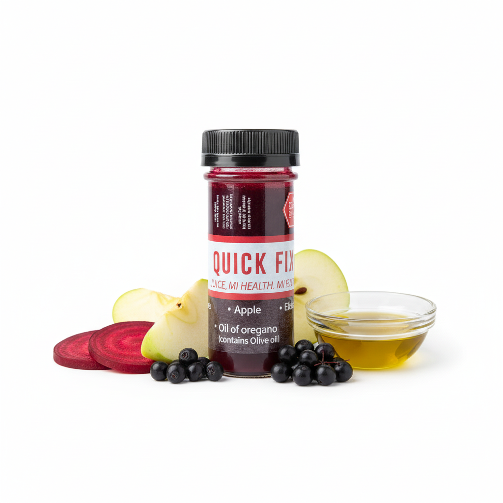 Quick Fix (4 Pack) Beet, Apple, Elderberry, Oil of Oregano (contains olive oil)